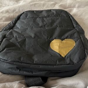 Black Backpack with Gold Heart